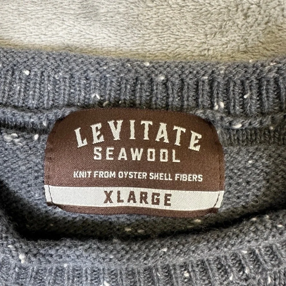 Levitate Seawool Crewneck Sweater Mens XL Gray Speckled Oyster Shell Knit